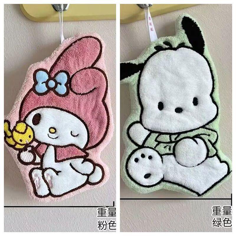 Sanrio  My Melody Pochacco Kawaii Cute Hand Towel Water-Absorbent Coral Fleece Kitchen Decor Quick-Drying Girls Towel