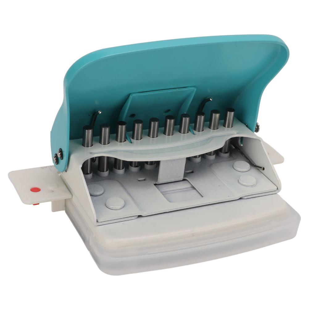 Hole Punch Metal Body Incisive Plastic Bottom Pad 10 Holes Handheld Paper Punch for Bookbinding Documentation