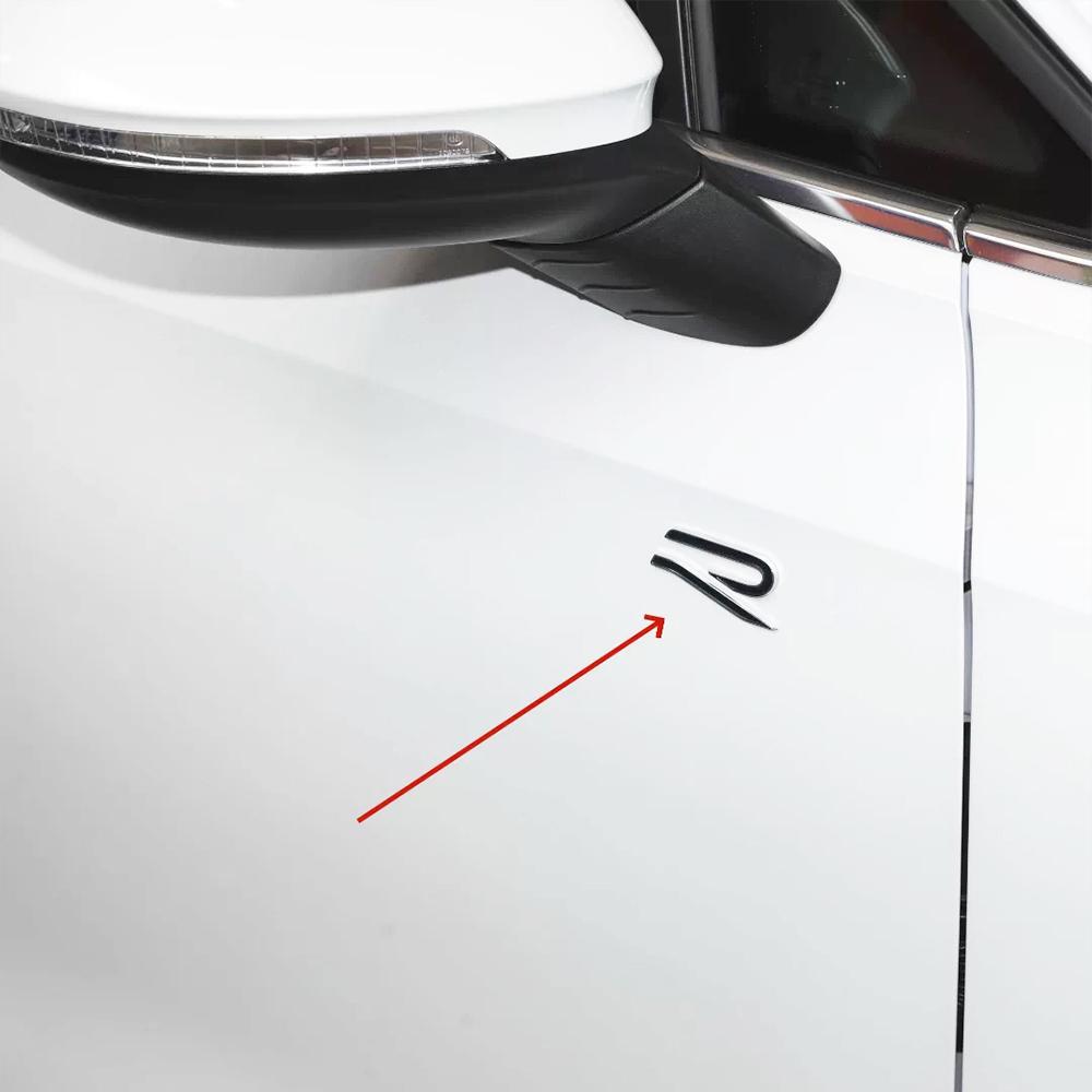 kqsdr10 1PCS 3D Metal Car Styling R Emblem Side Fender Rear Tail Trunk Sticker For VW GTI Tiguan Bora POLO PASSAT CC Touran GOLF Jetta