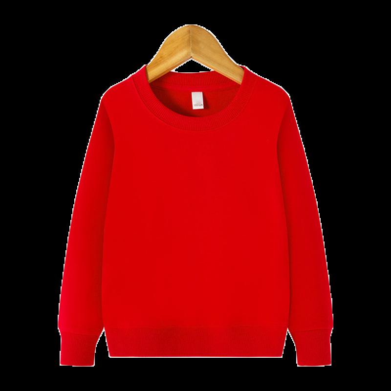 Ensfarget langermet genser med rund hals - Allsidig koreansk pullover for barn vår og vinter