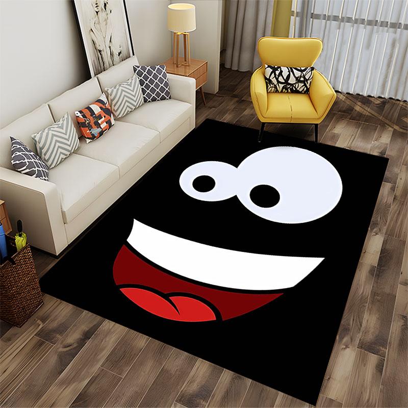 Black Cartoon Face with Smile Suitable As a Non-slip Mat for the Living Room or Bedroom Sofa