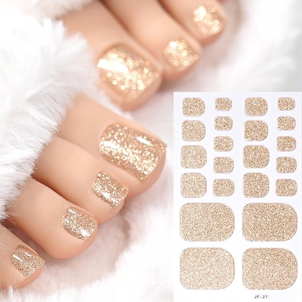 22 autocollants pour ongles d'orteils couleur unie finition irisée par feuille - Rénovation des ongles DIY à la maison