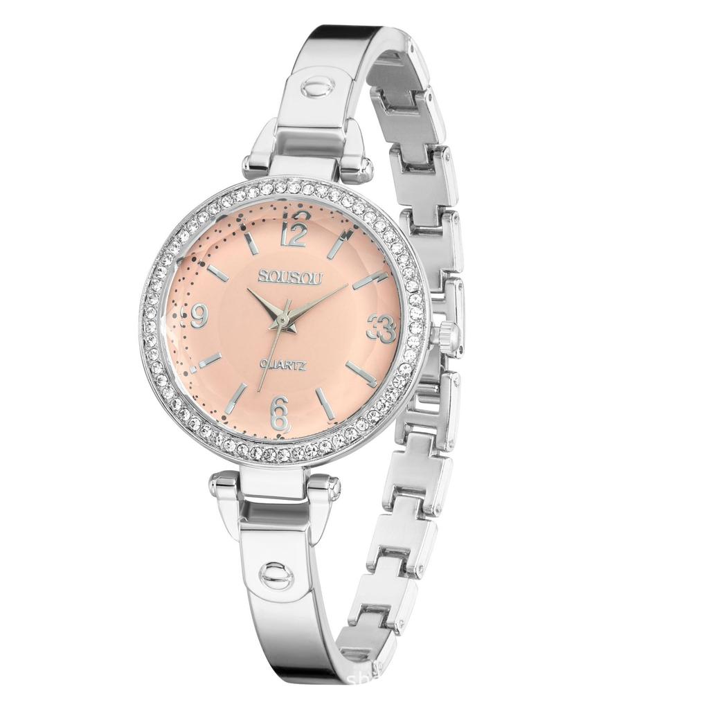 Women Wristwatch Round Rhinestone Quartz Watch Bracelet Watches Party Office Christmas Gifts