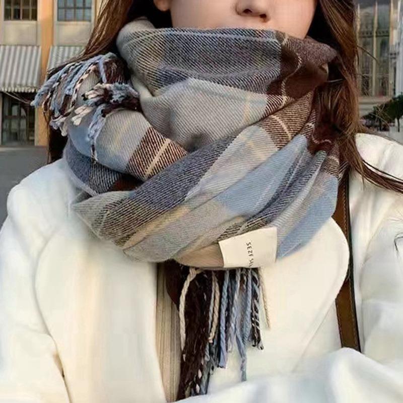 Premium shawl autumn and winter new Maillard imitation cashmere plaid scarf women's thickened warm versatile scarf