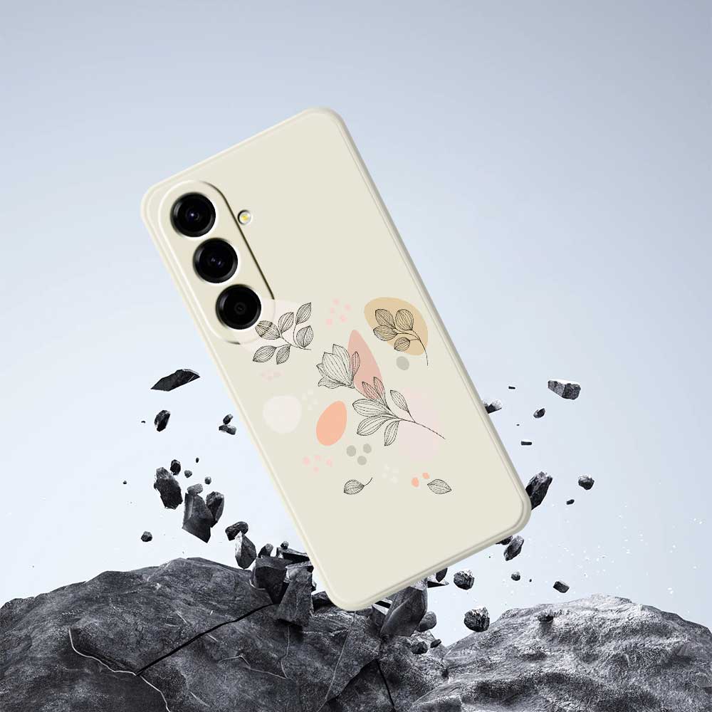 For Samsung Galaxy A56 5G Case Sketch Leaves Pattern Printing Straight Edge TPU Phone Back Cover