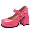 Women's High Heels Pumps Mary Janes Shoes Platform Pink Black Red Heeled Working Party Dance Wedding Shoes Female Spring
