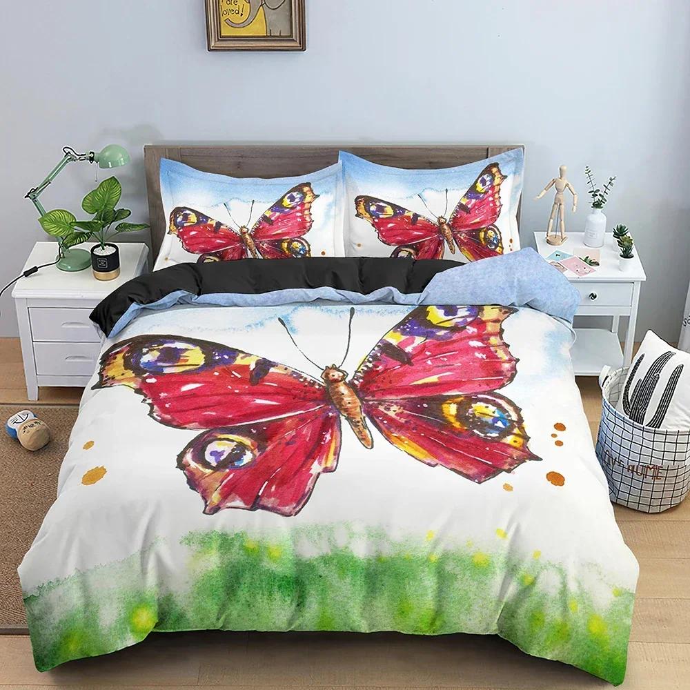 3D Print Butterfly Animal Floral Bedding Set Single Twin Double Queen King Cal King Size Bed Linen Set