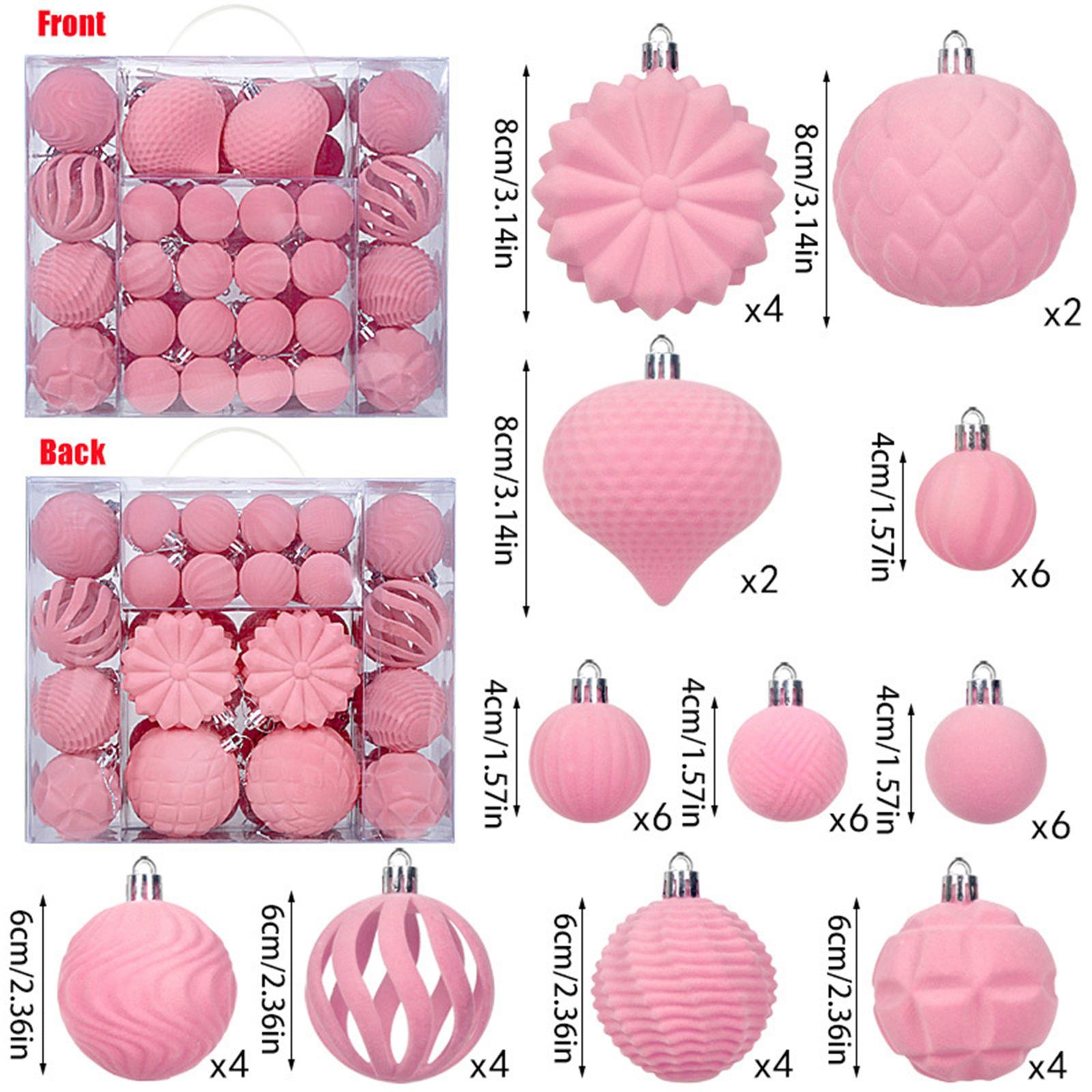 

48pcs Flocked Christmas Balls 4/6/8cm Plastic Ball Decorations Set One Size