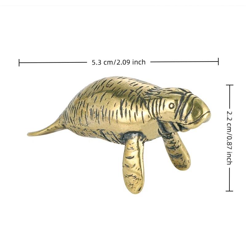 Solid Brass Shark Blue Whale Miniature Figurine Handcrafted Feng Shui Ornament for Office Tabletop Home Gift