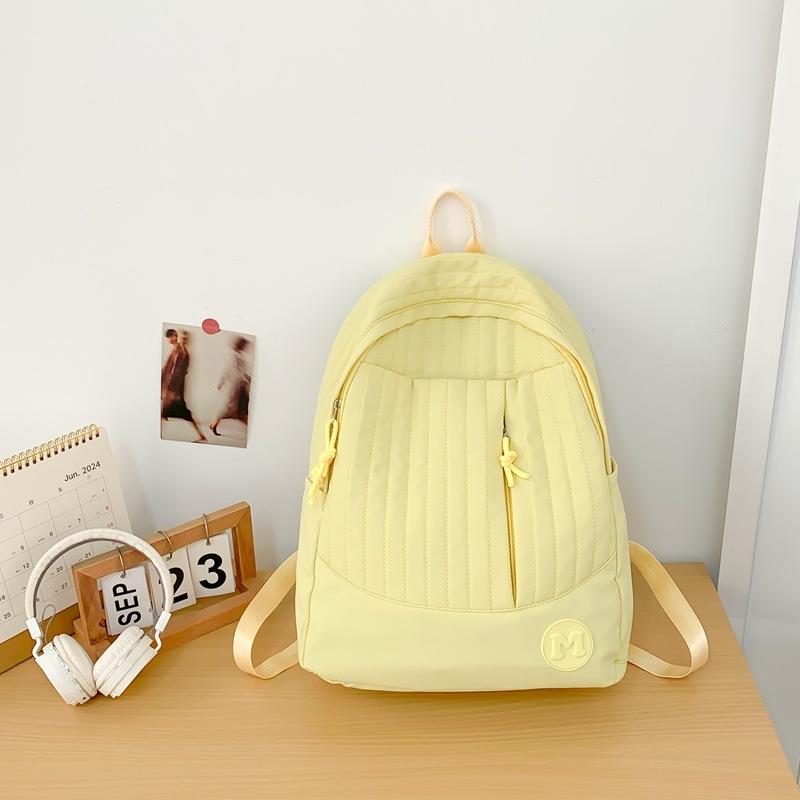 

Осень новый популярный нейлон ученики средней школы ученики старшей школы рюкзак девочки однотонный модный простой рюкзак бежевый