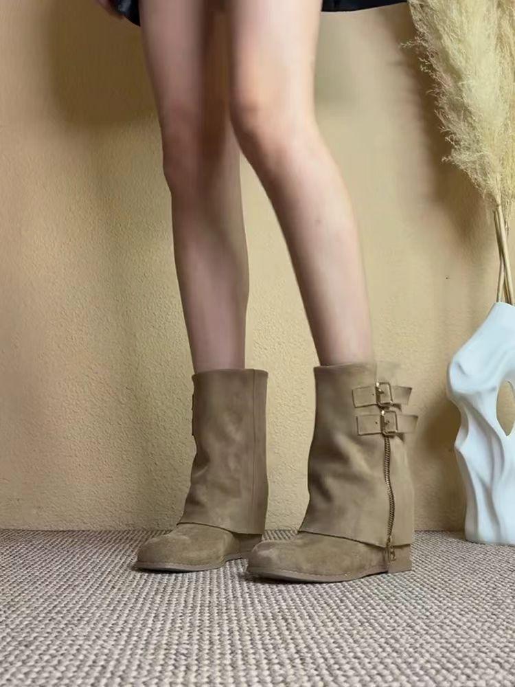 Kotníkové boty Dámské Chelsea boty Klínky Vysoké podpatky Zimní Semišové Sněhové Designérské Goth 2024 Trend Žena Nová Značka Podzim Botas Mujer