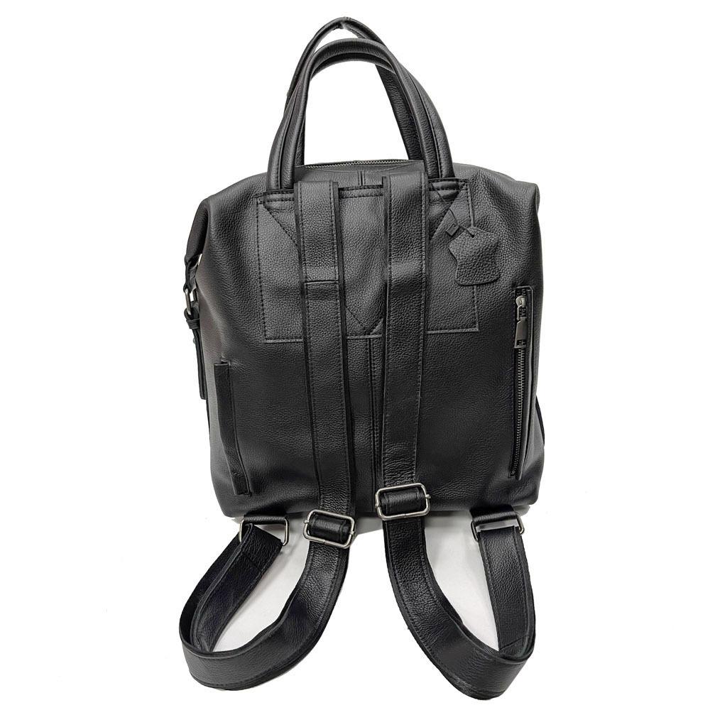 Leather Bag Unisex Black Leather Backpack Backpack Simple Large Travel Bag