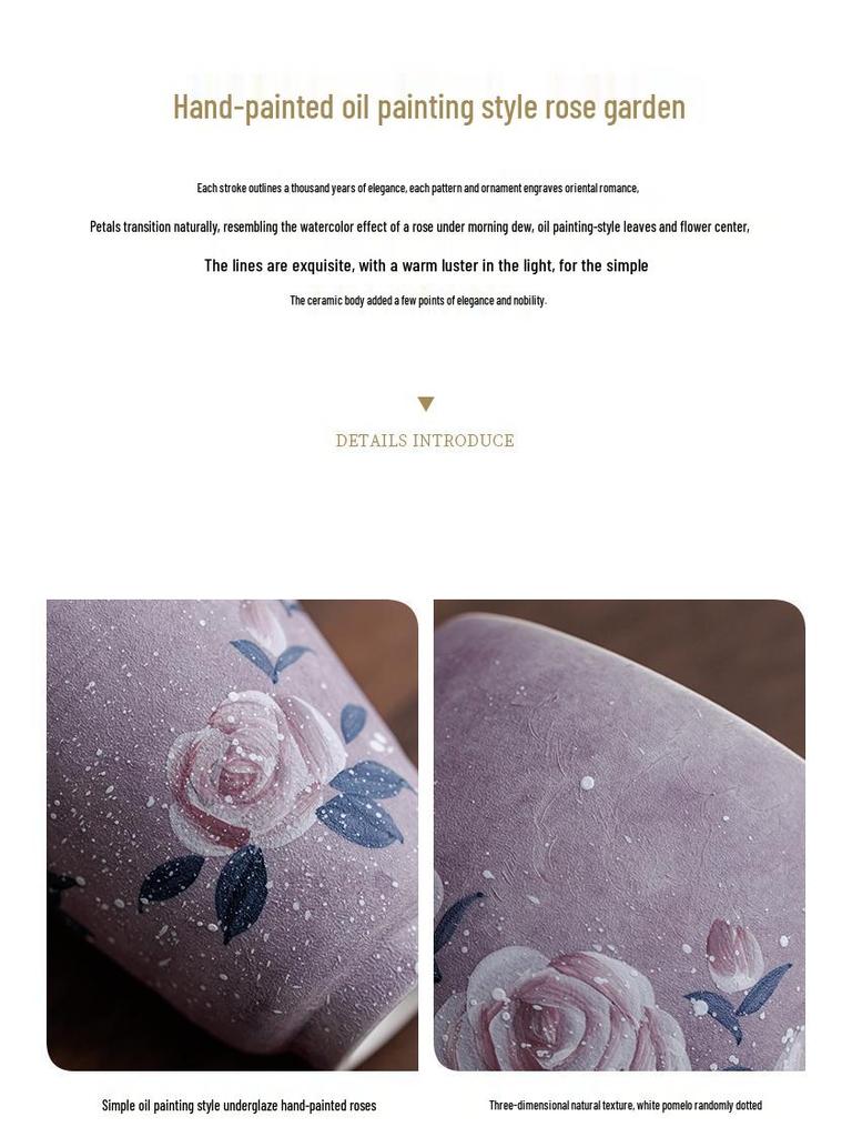 Handmade High-End Ceramic Rose Douli Tea Cup for Kung Fu Tea