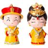 Garneck 2Pcs Chinese Empress and Emperor Cake Decoration Traditional Chinese Figurines Resin Tabletop Decor Statues for Wedding Birthday Bridal