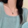 Burgundy Double-Sided Heart Pendant with Colorful Glaze - Women's Luxury Sweater Necklace