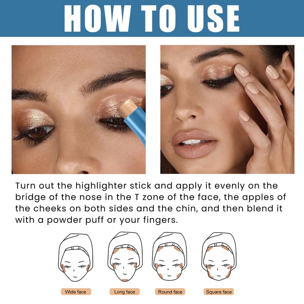 EELHOE 3 Farben 3D Face Brighten Highlighter Bar Kosmetischer Gesichtskontur-Bronzer Schimmer Highlighter Stick Concealer Creme Make-up-Tool