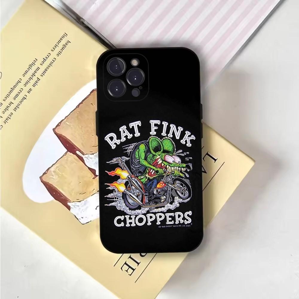 Cartoon Rat Fink RF Phone Case For iPhone 16,15,14,13,12,11,Pro,X,XS,Max,XR,Plus,Mini Soft Black Cover
