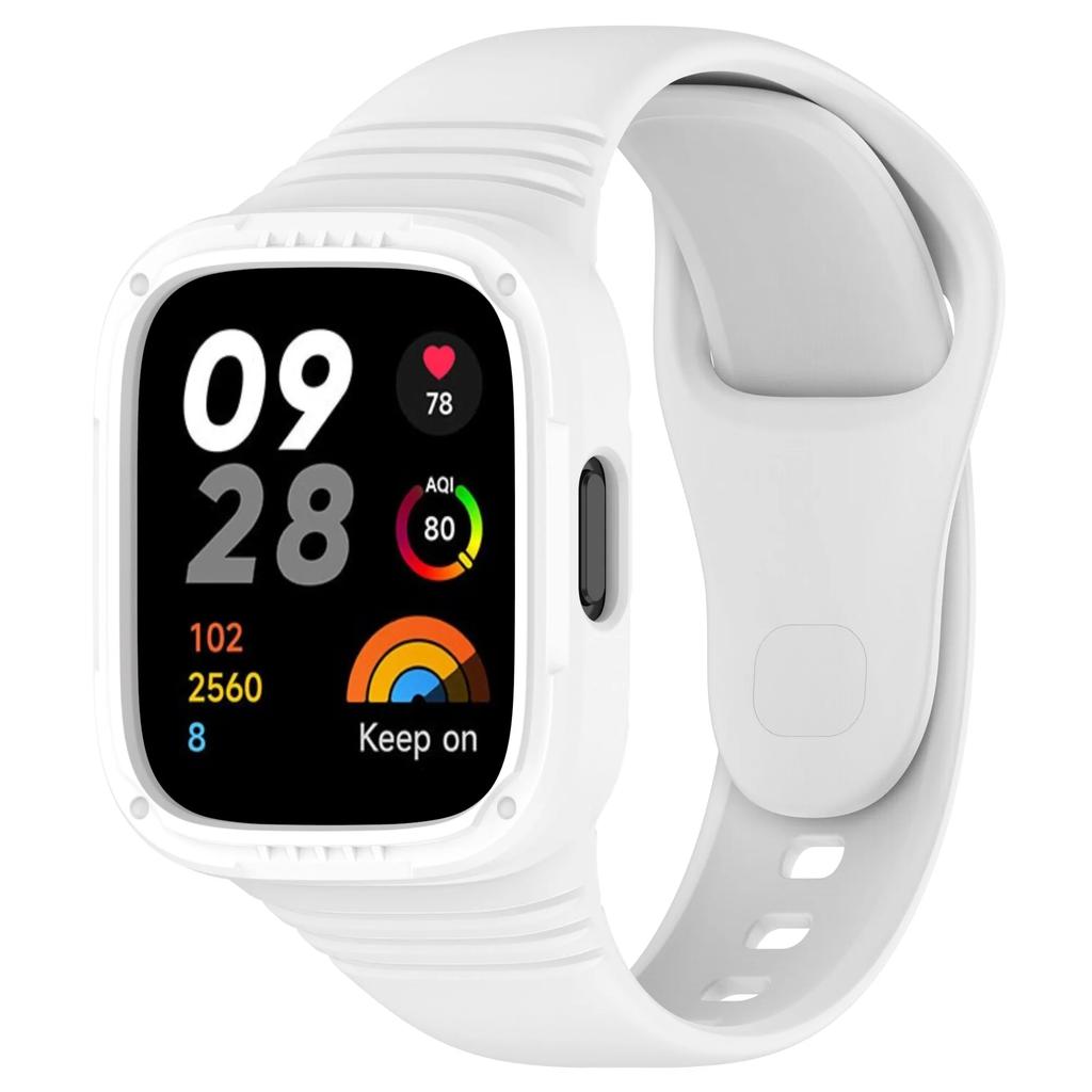 Silicone Strap with Case for Redmi Watch 3 / Redmi Watch 3 Active Strap Replacement Bracelet Protective Shell Cover