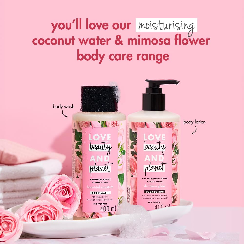 Love Beauty And Planet Moisturising Body Wash 400ml Pack of 1 With Murumuru Butter Rose Fragrance
