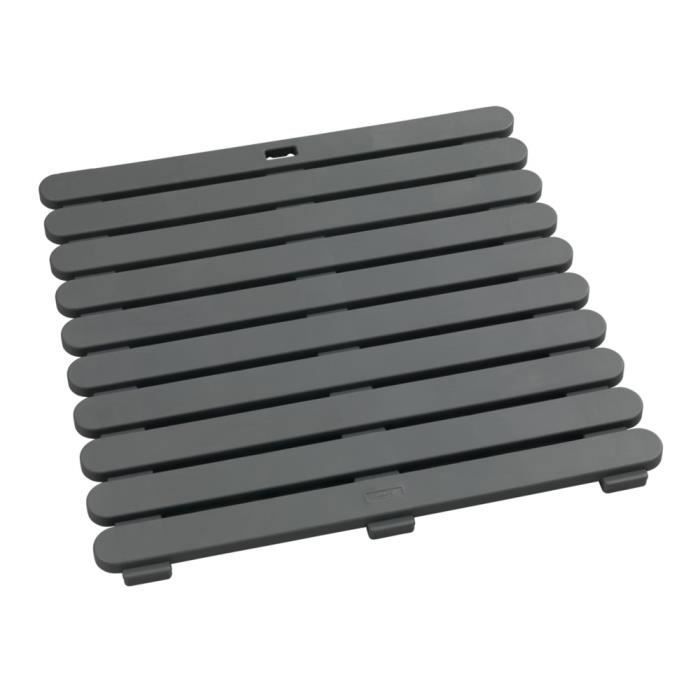 WENKO Caillebotis De Douche Gris | Tapis Baignoire Antidérapant Intérieur/Extérieur | Salle De Bain, Piscine | Plastique | 55x55x3cm