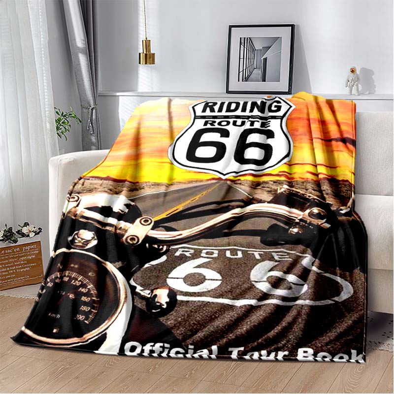 HD Vintage Route 66 Americká Historická Mateřská Silnice Tištěnádeka Domácí Extra Velká Měkká Potah na Rozkládací Pohovku Cestovnídeka Dárek