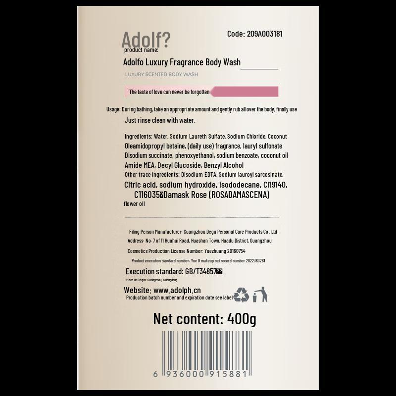 Adolph Luxury Fragrance Shower Gel 400g