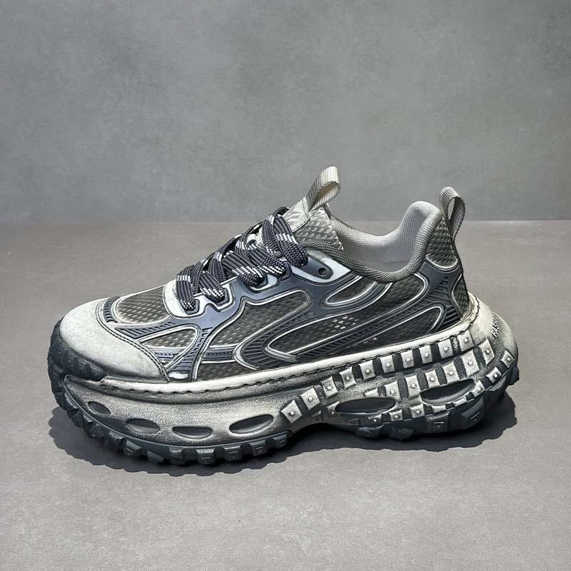 Retro Polished Dad Shoes New Comfortable Through Mesh Tire Sole Casual