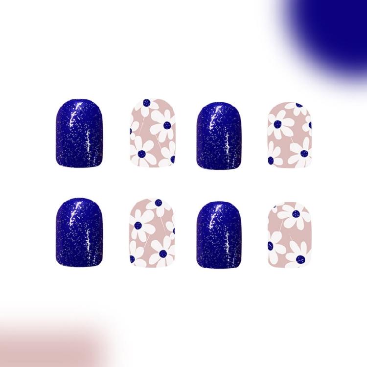 Square Nail Tips Flower Fake Nail Glues On Nail Stick On Nail Press On Nail Artificial False Nail for Womens and Girls