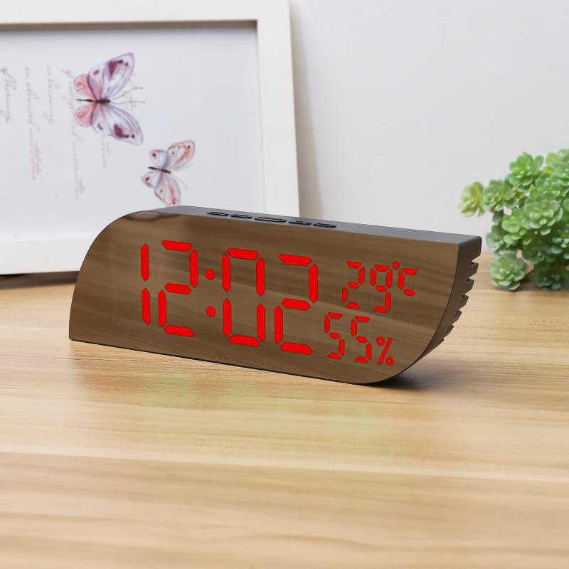 Living Room and Home Water Drop Mirror LED Digital Temperature and Humidity Electronic Clock Desktop Sleep Alarm Clock Bedside Clock Gift