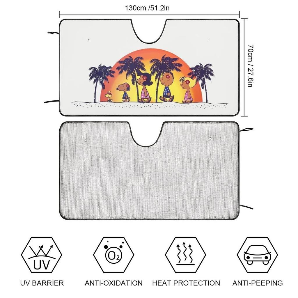 Snoopy Car Suction Cup UV Perfect for Car Cute and 130x70cm Sunshade, Insulating, Sunshade, Protection, Camping, Stylish, (Hawaii)