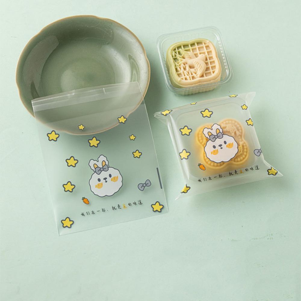100Pcs/Pack Transparent Mid-Autumn Festival Biscuit Bag Mooncake Packaging Bag Mung Bean Cake Set 1
