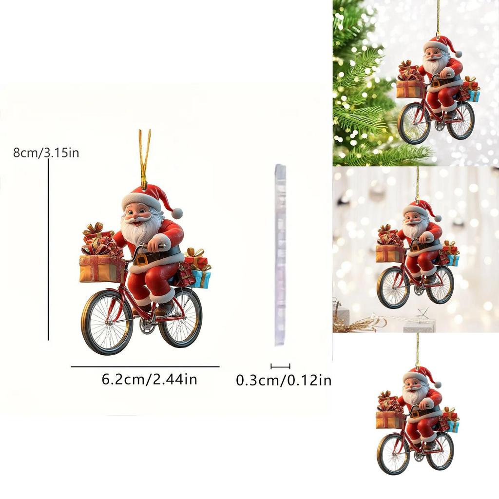 Santa Claus Car Decor Acrylic Pendant For Christmas Interior Enhancement