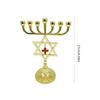 7 Branch Jewish Metal Star of David Candle Holder with Cross Pendant Menorah Ornament Temple Candlestick Candle Stand