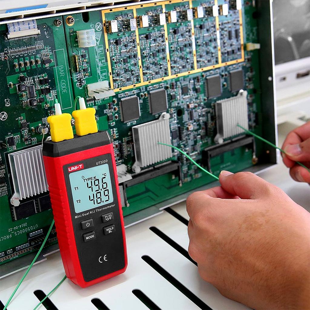 UNI-T Thermocouple Thermometer K/J Type, High-Precision Temperature Sensor, -50-1300℃, Dual Channel, Digital Thermocouple Sensor, Industrial, Numerica