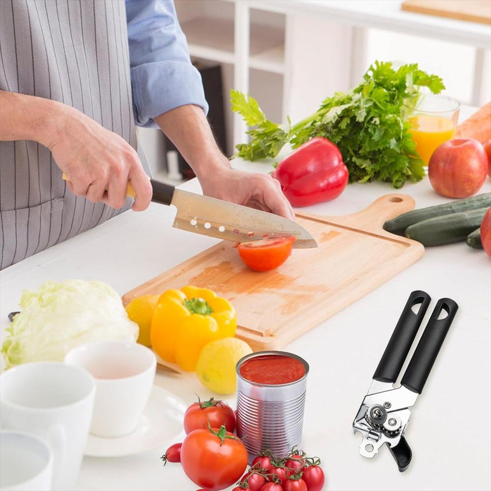 Can Opener Manual, Stainless Steel Handheld Can Opener, Comfortable Handle, Handheld Can Openers with Big Effort-Saving Knob