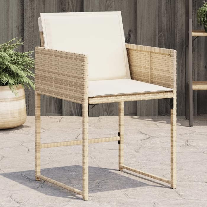 VidaXL Garden Chairs with Cushions Set of 4 Beige Wicker 4007479