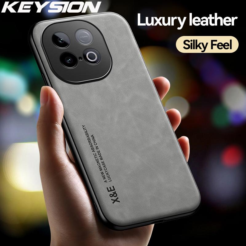KEYSION Luxury Retro Case for IQOO Z10 Turbo 5G Soft Silicone+PC PU Leather Shockproof Phone Back Cover for IQOO Z10 Turbo Pro