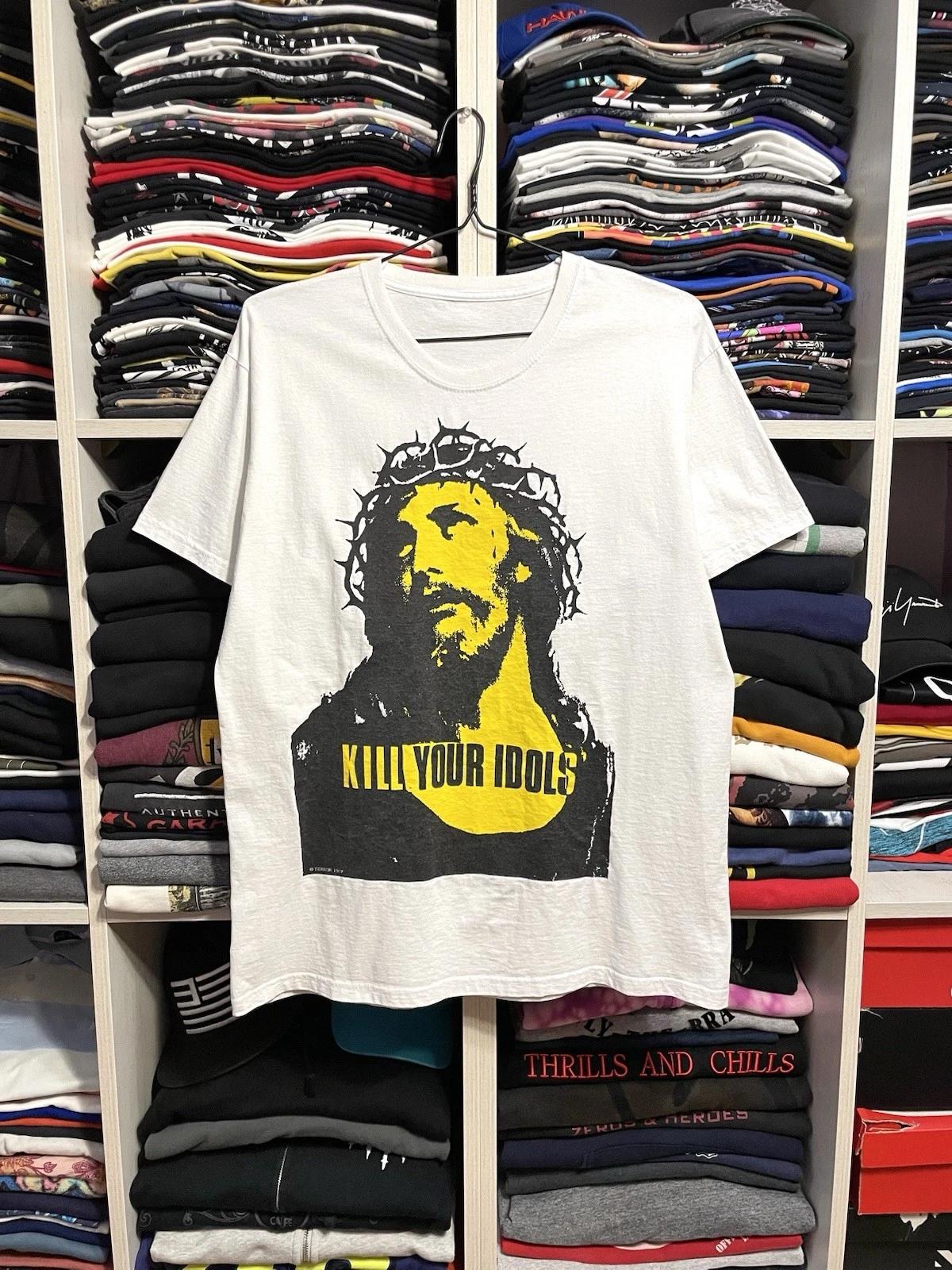 Винтажная футболка Kill Your Idols Axl Rose 1987 Terror Jesus Don Rock Размер L Белая M