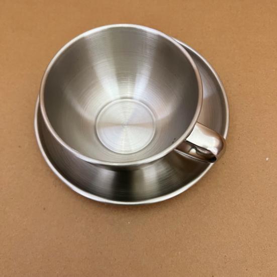 Nerezový šálek na kávu a podšálek 300ml Dvoustěnný šálek na kávu s uchy a víčkem Americký šálek na latte Šálek na odpolední čaj