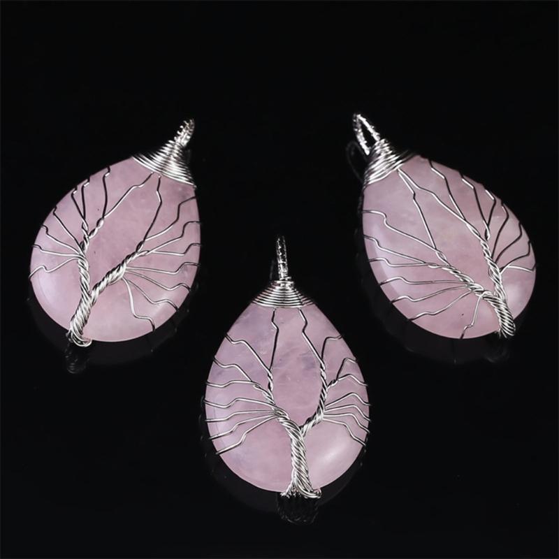 Water Drop Shaped Necklace Pendant Necklace Crystal Stone Jewelry Crystal Stone Material Necklace Jewelry Gift for Women