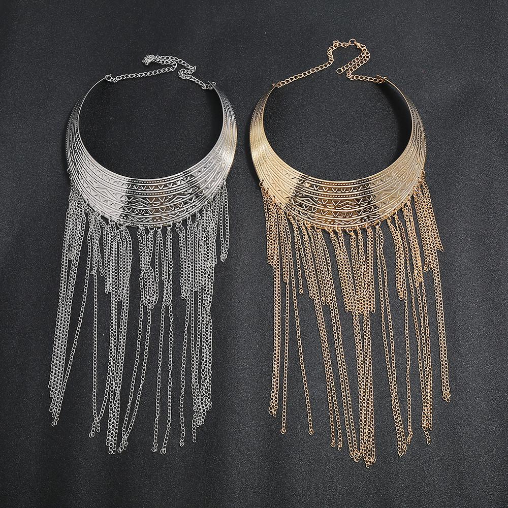 Multi Retro Fashionable Layer Tassel Design Women Metal Necklace For Sweaters