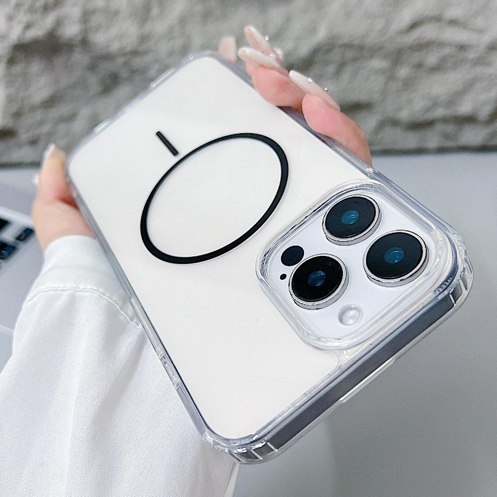 Magnetic  Clear Case For iPhone 16 E 15 14 13 12 11 Pro Max Plus Mini XS XR Funda For Magsafe Silicone Transparent Cover