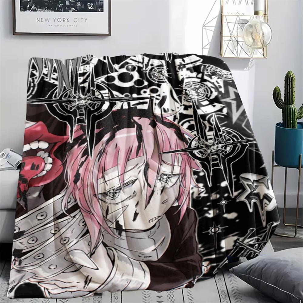 1PC Soul Eater Print Flannel Blanket, High quality Comfortable for All Seasons, Home Decor, Warmth and Comfort, Perfect for Christmas Gifts172