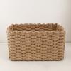 3Pcs Woven Storage Basket Natural Rattan Paper Rope Stackable Square Open Design for Kitchen Bedroom Living Room Bathroom Storage Organizers Home Tidy