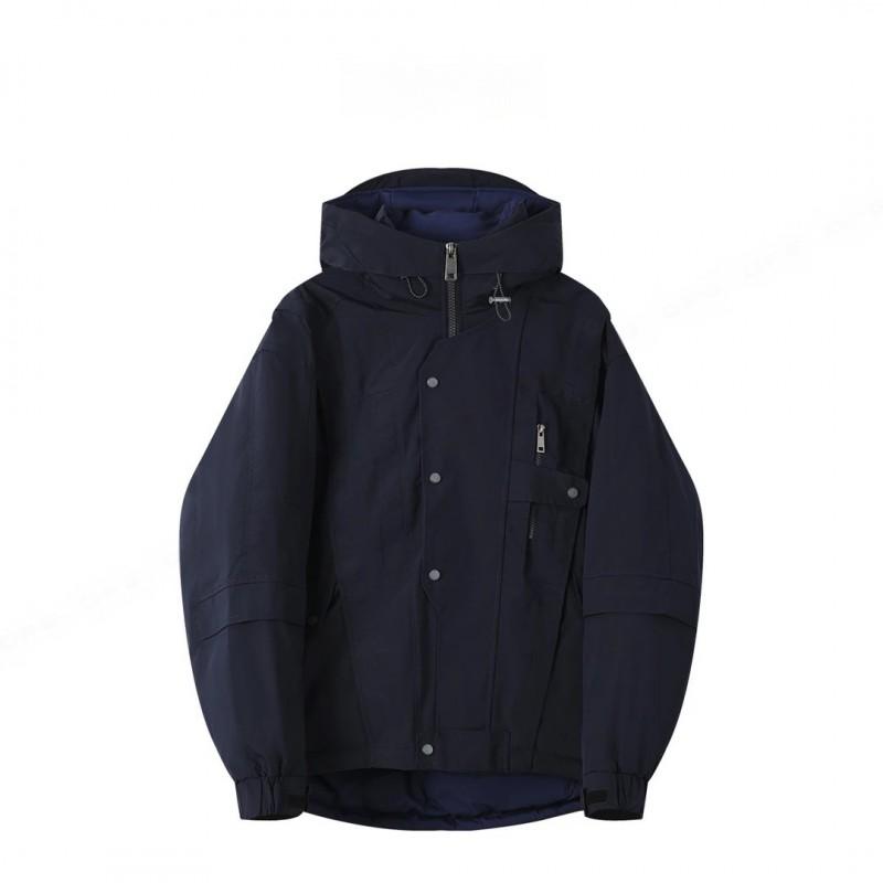 Detachable Hood Cotton Puffer Jacket Men Winter Warm Trendy Loose Fit Urban Style