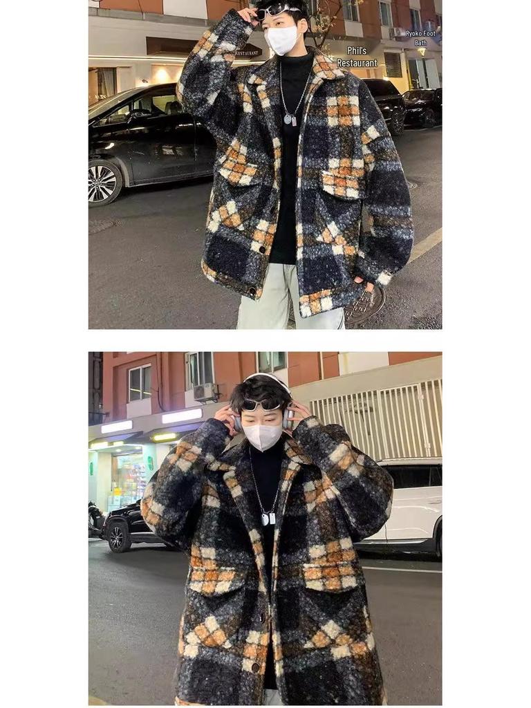 Men's Retro Lambswool Plaid Jacket - Stylish, Warm & Trendy Winter Coat