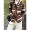 Orange Zhifei Island Strick-Kapuzen-Cardigan Weihnachten Fauler Stil Pullover Damen Herbst und Winter Verdickte Strickpulloverjacke 1911