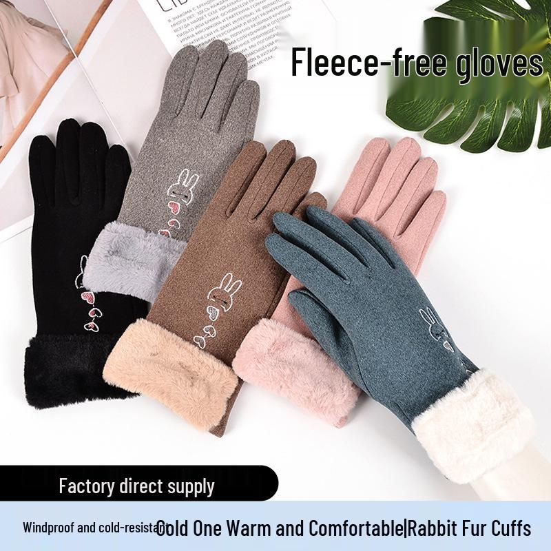

Women s Fleece-Lined Winter Cycling Gloves with Thickened Rabbit Fur for Warmth and Cold-Proof Protection індиго