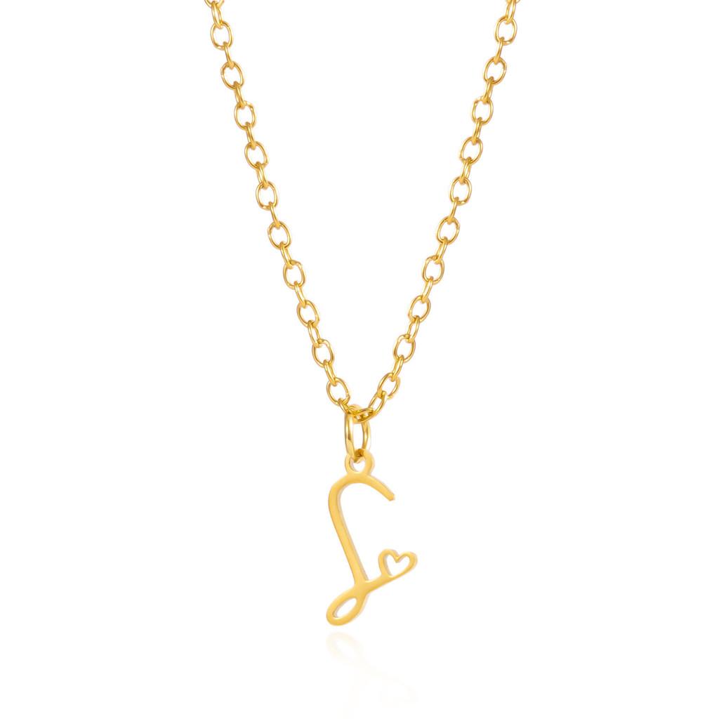 Gold Heart Alphabet Jewelry Necklace With O Chain For Female Fashion Accessory