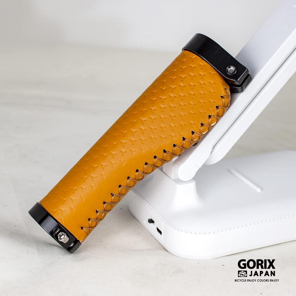 GORIX Leather Grip Leather Cycle Bicycle Grip Ergo Design for Less Fatigue Brown (GX-GPK)